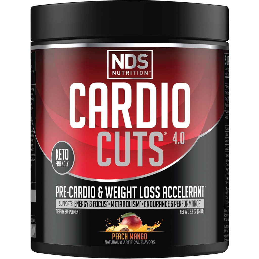 NDS Nutrition 4.0 Pre Workout Supplement - Advanced Weight Loses and Pre Cardio Formula with L- Carnitine, CLA, MCTS, L- Glutamine, and Safflower Oil - Peach (40 Servings)