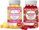 Lunakai Collagen dan Women 's Multivitamin Gummies Bundle - Non- GMO Suplemen Anti Aging dengan Biotin, Zinc, Vitamin C dan E - 100% Nilai Harian 16 EsculVitamin dan Mineral - 30 Hari Tambahan