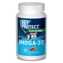 Pet Protect Cat & Small Dog Omega- 3 Suplemen, Pelecehan Formulir Bebas Proprietary, Mendukung Respon Inflammatory Normal, Snip-Tip (60 Count)