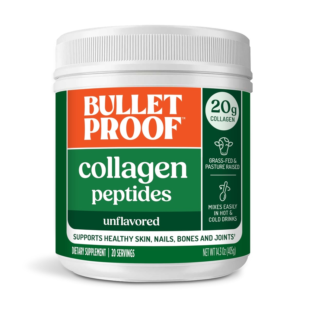 Buletproof Unfeaked Collagen Peptides Powder dengan MCT Oil, 14.3 Ounces, Grass-Fed Collagen Protein untuk Skin, Bone and Joint Dupport, Pasviated Raised, No Added Hormones