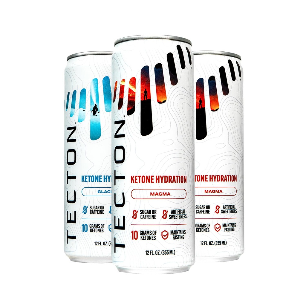 Tecton Ketone Ester- 10g BHB Keton Ester / Serving, Keton- Identitas Alam Paten - Sugar- Free, Variety Pack (2 Glacier, 2 Magma), Stimulant- Free