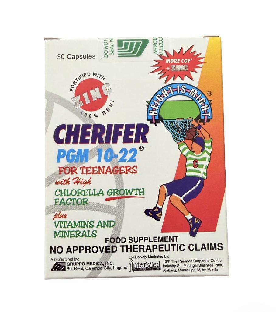 PGM 10- 22 Capsules dengan Zinc untuk Remaja dengan Faktor Growth Chlorella, dan Taurine 30 Capsules