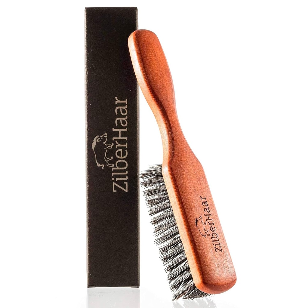 ZilberHaar Reguler Beard Brush - Soft Boar Bristles - Beard menyiapkan sikat untuk pria - Straightens dan Promotes pertumbuhan jenggot - bekerja dengan Beard Oils dan Balms - Escule untuk kits perawatan jenggot