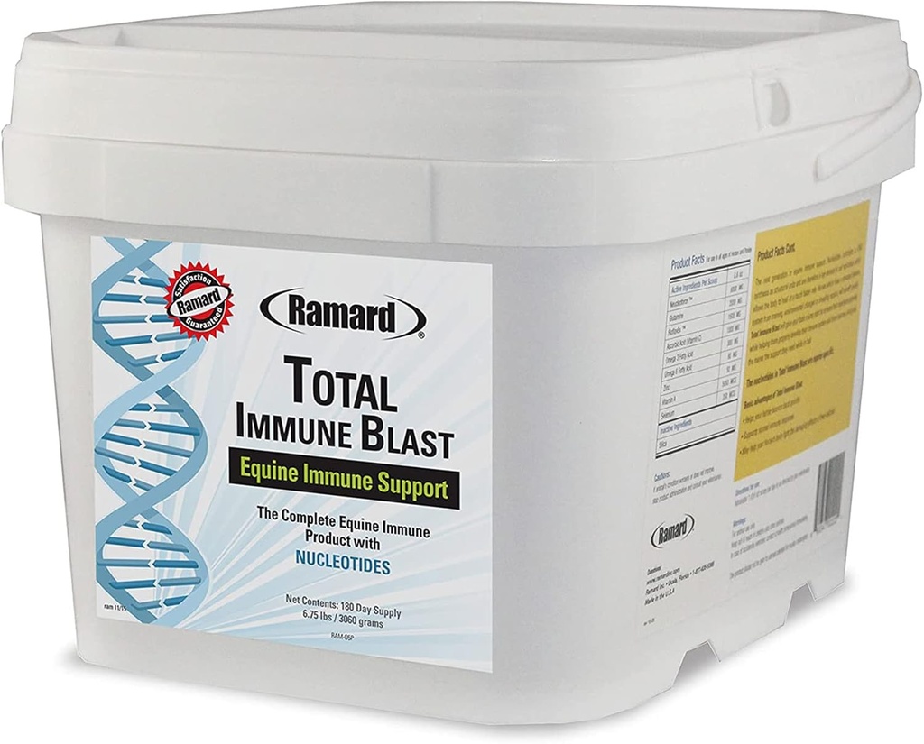 Ramard Total Immune Blast - Equine Immune Dukung, Horse Vitamin & Powder Suplement w / Zinc, Selenium, Omega 3, Omega 6 & Vitamin w / Nucleotides, Equine Powder & Suplemen 6.75 lbs. 180 Hari Tambahan.