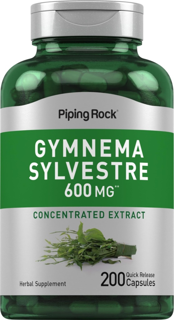 Piping Rock Gymnema Sylvestre Suplemen 600 mg 124; 200 Capsules 124; konsentrasi Herbal Ekstraksi 126; Non-GMO dan Gluten Bebas