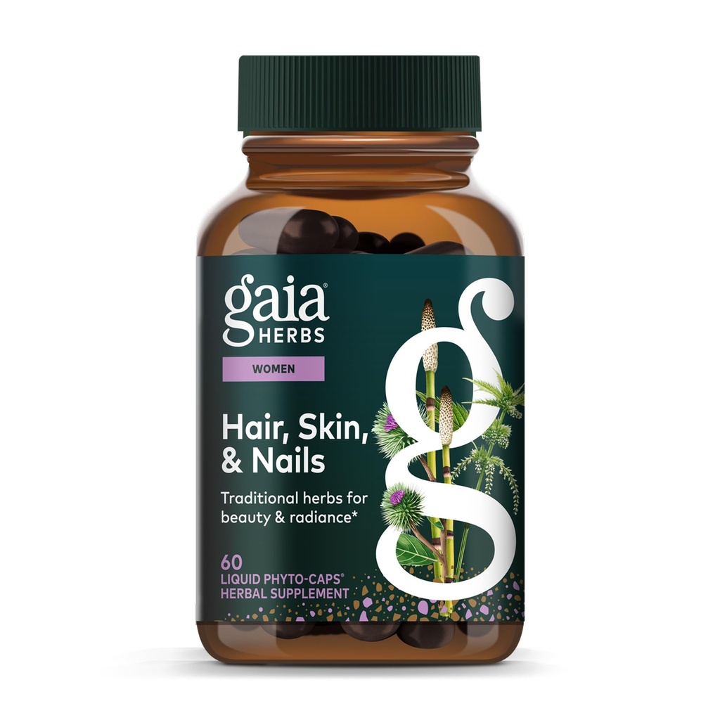Rambut Gaia Herbs, Rambut Skin & Nails - Suplemen untuk Mendukung Kulit Sehat, Rambut & Nail Kesehatan * - Astaxanthin, Horse, Gotu Kola & Burdock