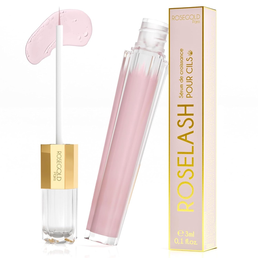 ROSEGOLD ROSELASH Pertumbuhan untuk Fuller, Longer, Lashes tebal - 95% Alam Dibuat di Perancis - Bebas, Fragrance- Bebas - Vegan