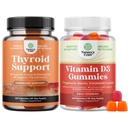 Bundle of Herbal Thyroid Support - Enable Kelp Iodin with L Tyrosine, Bladderwrack, Selenium & Pure Ashwagandha dan Vitamin D3 Gummies - Delicious D Dewasa dengan 2000IU per Serving for Bone Muscle