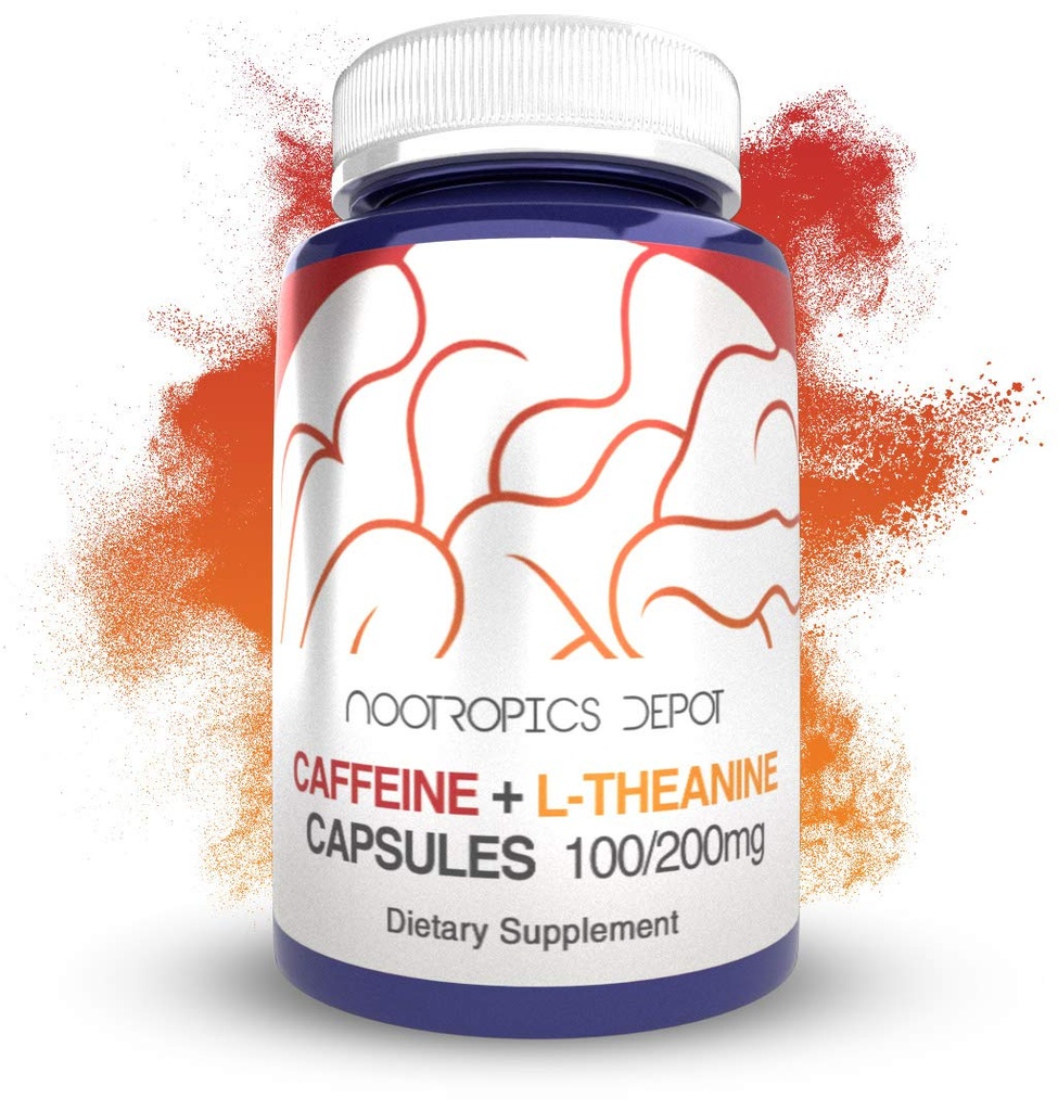 Nootropics Depot Caffeine L- Theanine Capsules 124; 180 pil 124; Berisi 100mg Caffeine dan 200mg dari L- Theanine 124; Brain Booster 124; Pendukung Energi 124; Increase Mental Fokus + Alertiness 124;
