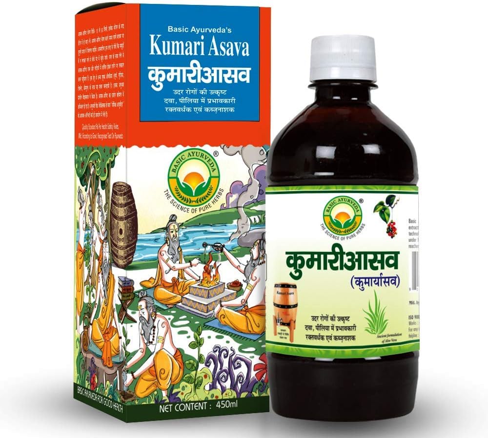 Dasar Ayurveda Kumari Asava 450ml Efektif dalam Masalah Liver & Improve Ditraffic 124; Impreve Appetite 12.4; Relieves Constipagrant 124; Helpful in Piles 124; Berguna dalam Masalah Terapan