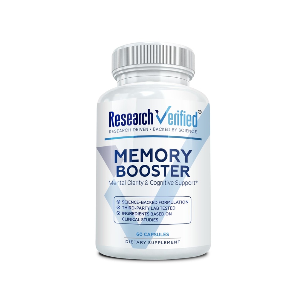Research Verified Memory Booster - Nootropic Supplement - Enhance Cognition and Memory - Lion 's Mane, Ginkgo Biloba, BioPerine - 60 Capsules - Non-GMO - Made in The USA