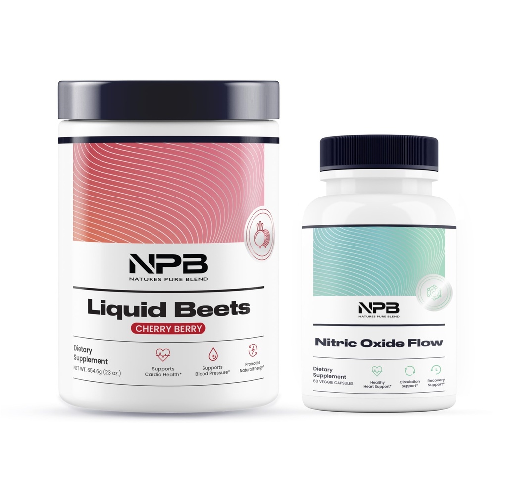 Nature 's Pure Blend Nitric Oxide Flow & Liquid Beats Bundle - Tekanan Darah Dukungan, Circulation Increase - Organic Beet Root Powder 8.000.000 mg
