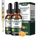 Magnesium Glycinate Liquid Droid Suplemen, dengan Magnesium Glycinate 500mg Ashwagandha, L - Theanine, Chamomile - Dukung Stress Relief, Bone, Muscle, Mood Flavor 2Pack