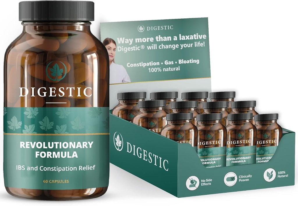 Digestic - Laxative for Constipation Relief - Spool Softtener untuk IBS PAST Constipation 100% Natural - 720 Capsules - Colon Detox Cleanse, for Bloating and Gas Relief - Profesional Reseller Pack