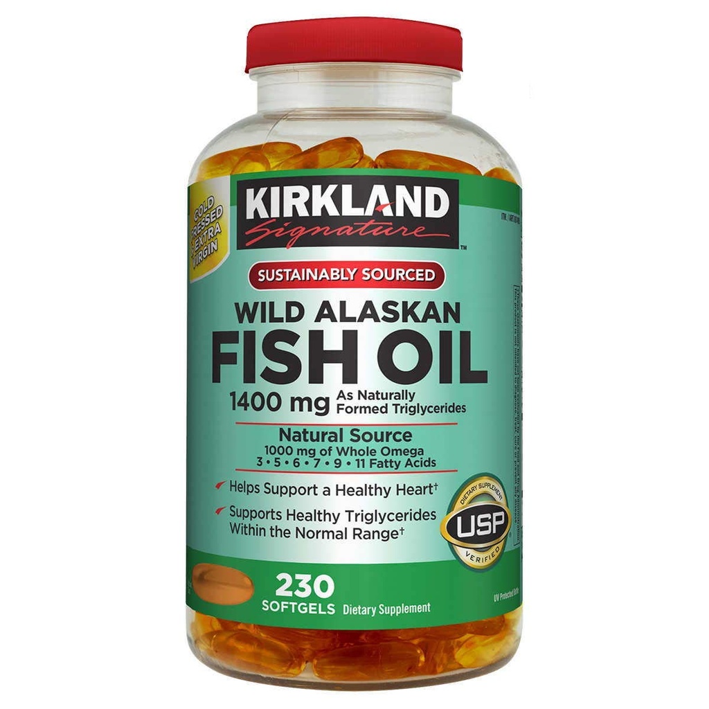 Kirkland Signature Kirkland Signature Wild Alaska Minyak Ikan 1400 mg Dietary Suite (Netcount 230 Soft Gels), 230Count ()