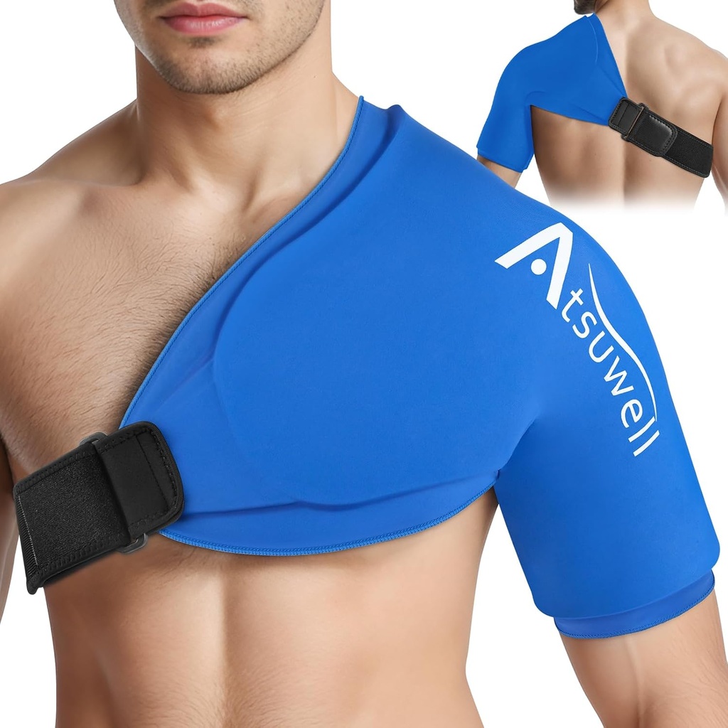 Atsuwell XL Shoulder Ice Pack Lick, Shoulders Ice Packs Rocks Cancer Therapy Cold, Cold Pack Shoulder Compression for Women, Shoulders Cold Packs Sleeve for Discomfort, Blue