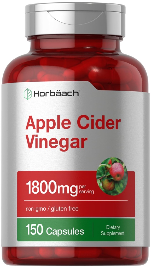 Horbach Apple Cider Vinegar Capsules 124; 1800mg 124; 150 Pil 14; Non-GMO, Gluten Free Supplemen