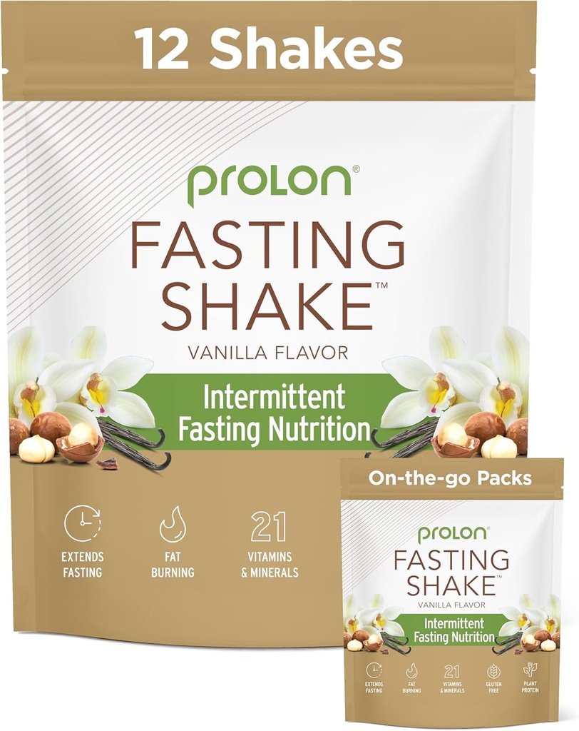 Proton Intermittent Fasting Drink Mix 124; Shake for Intermittent Fasting 124; Vitamin, Fiber, Plant Based Protein, SuperFoods 124; Keto, Vegan, Gluten Free, Daired Free 124; Vanilla, (12)