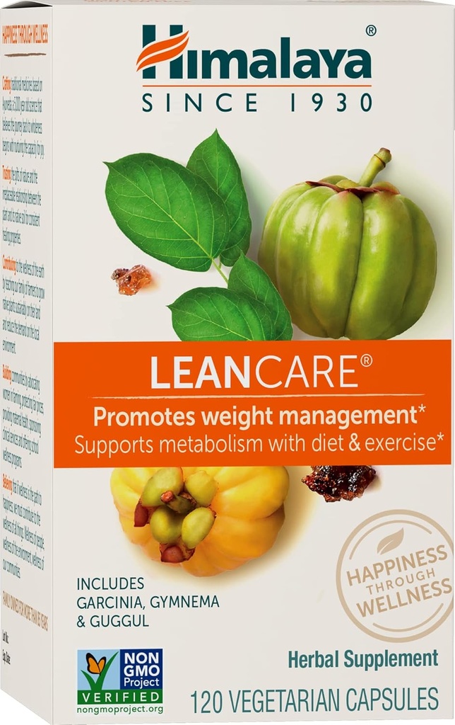 Himalaya LeanCare - Herbal Tambahan untuk Weight dan Metabolisme Dukungan dengan Garcinia Cambogia, Gymnema Sylvestre, dan Guggul - Vegan, Non-GMO, Gluten Free, 600 mg, 120 Capsules