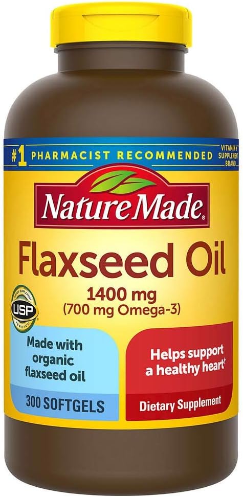 Alam Dibuat Organik Flaxseed Minyak 1400 mg Omega- 3 700 mg 300 Softgels