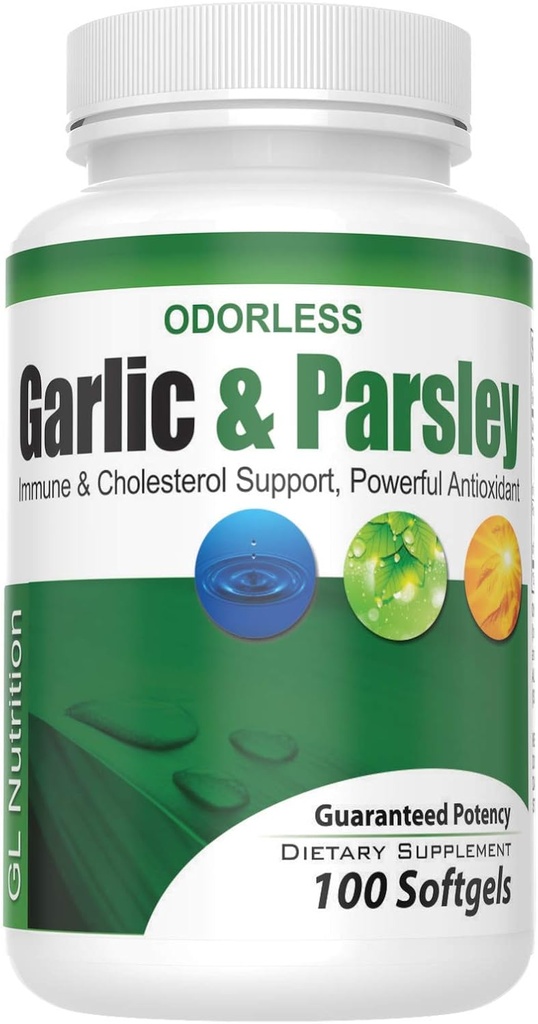 Semua-Natural Odorless Bawang putih dan Detox Parsley Suftgels, 100 Softgels