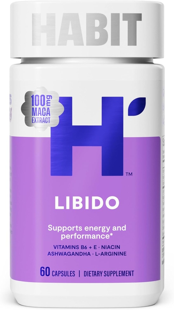 Suplemen Habit Libido (60 Kapsul) - New Look, Natural Aphrodisiac Blend with Maca, Ashwagandha L- Arginine, Supports Energy and Performance, Vegan, Non-GMO (1 Pack)