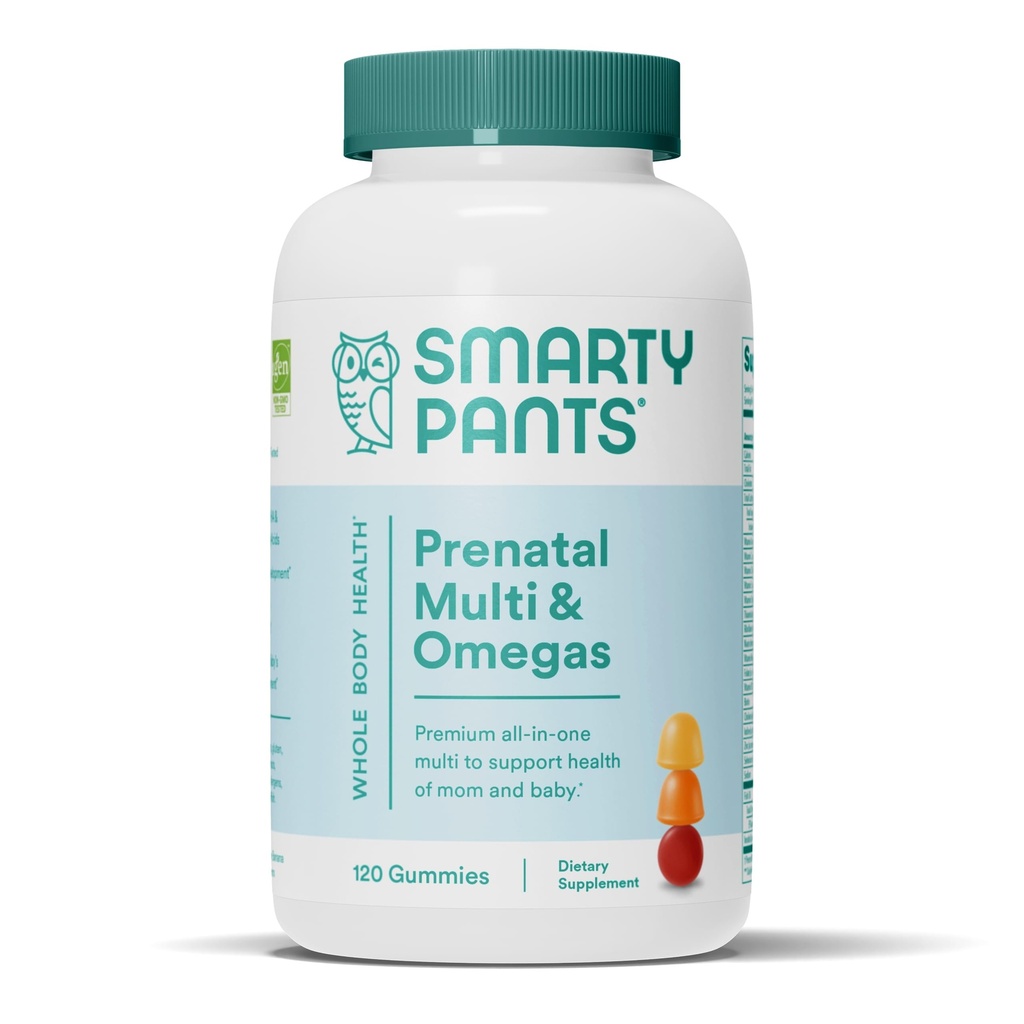 SmartyPants Prenatal Vitamin for Women, Multivitamin Gumies: Omega 3 Fish Oil (EPA / DHA), Biotin, Methylfolat, Vitamin D3, C, Vitamin B12, B6, A, K & Zinc, Inositol, 120 Count (Persiapan 30 Hari)