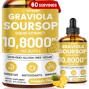 Liquid Graviola Soursop Extract - Soursop Bitters, Dukung Imune, Relax, Liver and Sleep, Sugar & Alcohol- Free, Sangat Absorbable Formula, Pineapple Flavor, 2 Fl Oz