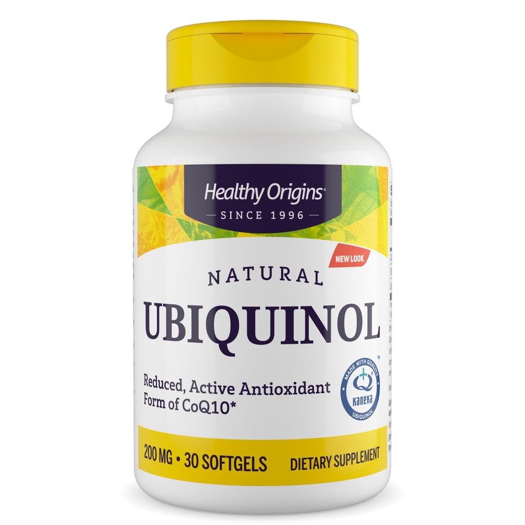 Origins Sehat Ubiquinol (Formasi KoQ10), 200 mg - Ubiquinol Suplemen Kesehatan & Antioksidant Dukungan - Gluten- Free & Non-GMO Tambahan - 30 Softgels