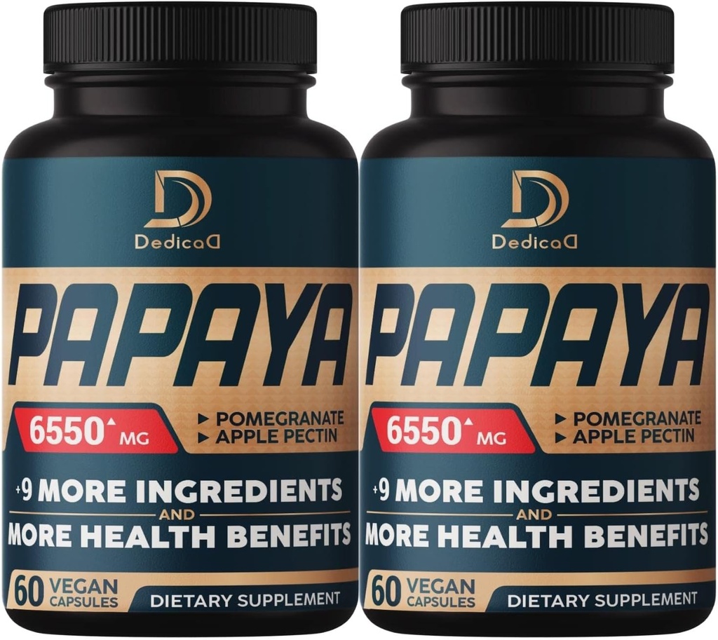 10in1 Pure Papaya Enzymes for Distraffic 6550mg Bulan Dukung Diffic, Immune & Body Health - dicampur dengan Ekstroted Pectin, Ginger, Turmeric, Peppermint - 2 Paket 60