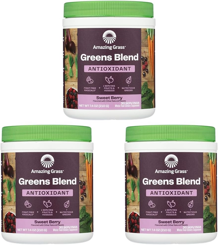 Amazing Grass Sweet Berry Antioksidant Superfood Powder, 7.4 OZ (Paket 3)