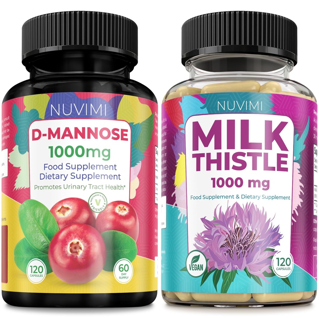 D Mannose 1000 mg & Milk Thistle 1000 mg 120 Capsules Masing-masing