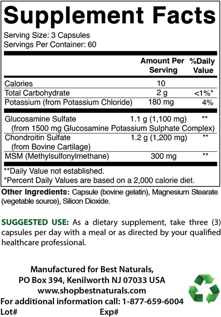 Terbaik Glucosamine Chondroitin dan MSM & Vitamin K2 (MK7) dengan D3