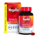 Megared Omega-3 Fish Oil + High Absorpsi Krill Oil 500mg Softgels, MegaRed Advanced 4in1 (80 count in a bottle) Konsentrasikan Omega- 3 Fish & Krill Oil Suplemen