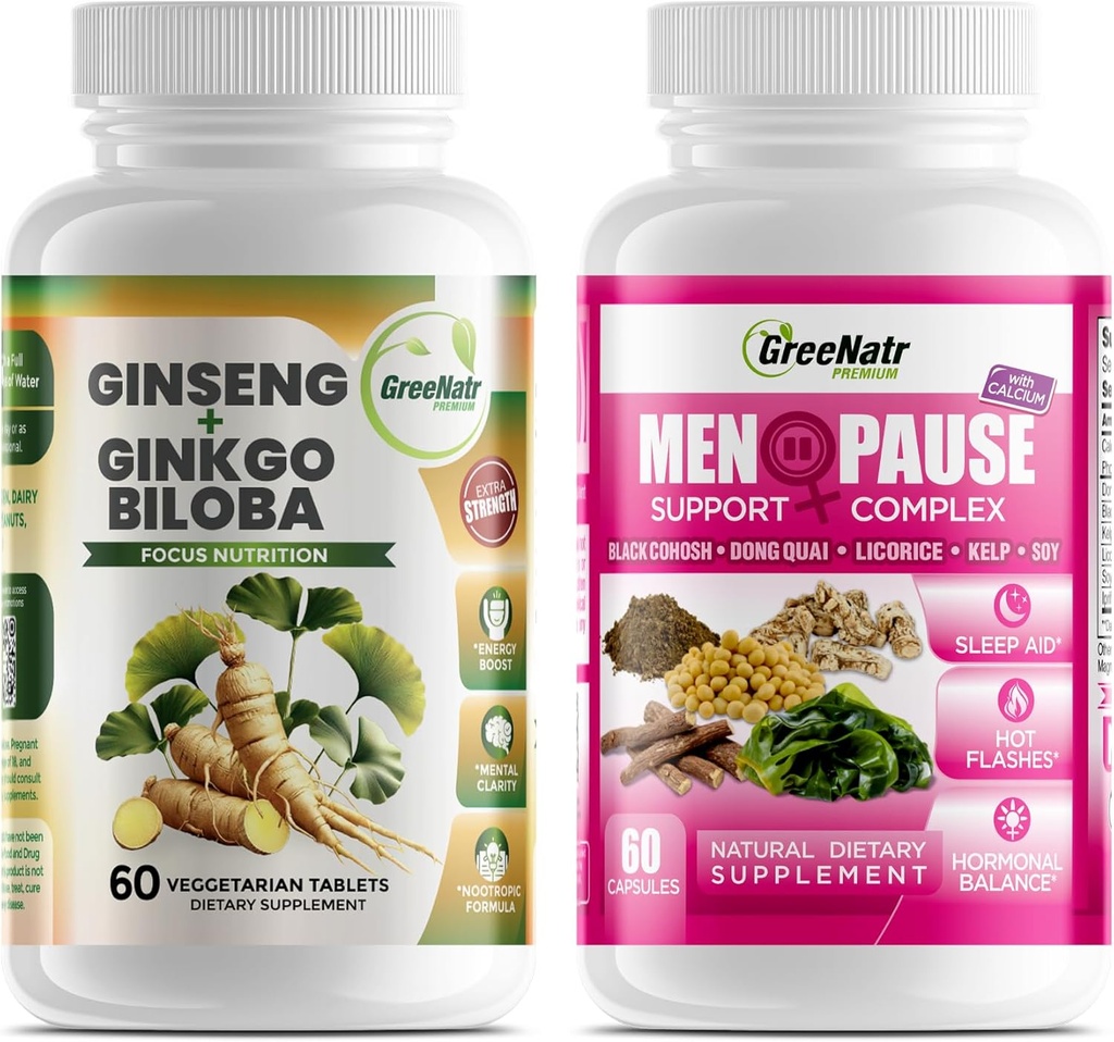 Solusi Optimal Wellness: Dukungan Menopause Herbal dan Ginseng + Ginkgo Biloba Energy & Brain Focus Booster untuk Pria & Perempuan
