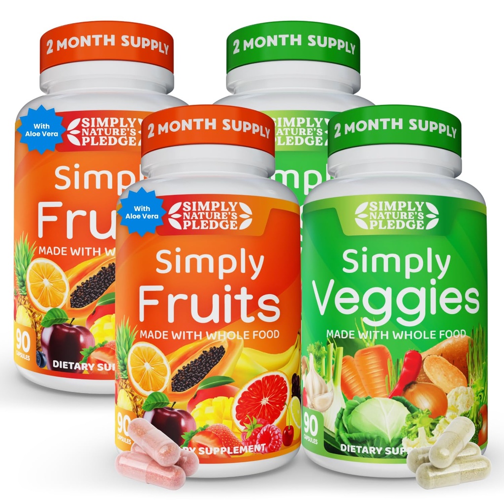 Hanya Peleton Alam - Dikemas dengan 42 Buah yang Berbeda & Sayuran - 2- Bulan Supply - Dibuat dengan Real, None-GMO Whole Foods - Mendukung Energi & Overall Wellness - Soy- Bebas - 360 Kapsul