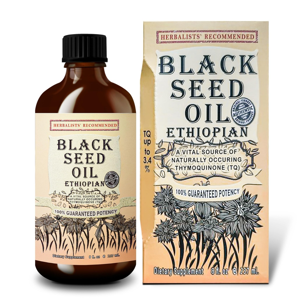 Black Seed Oil 8 oz - Cold Menekan Ethiopia Cumin Hitam Nigella Sativa, 3X Thymoquinone, 100% Cair Murni & Organik di Botol Kaca - Menyediakan Imune, Rambut, dan Kesehatan Skin