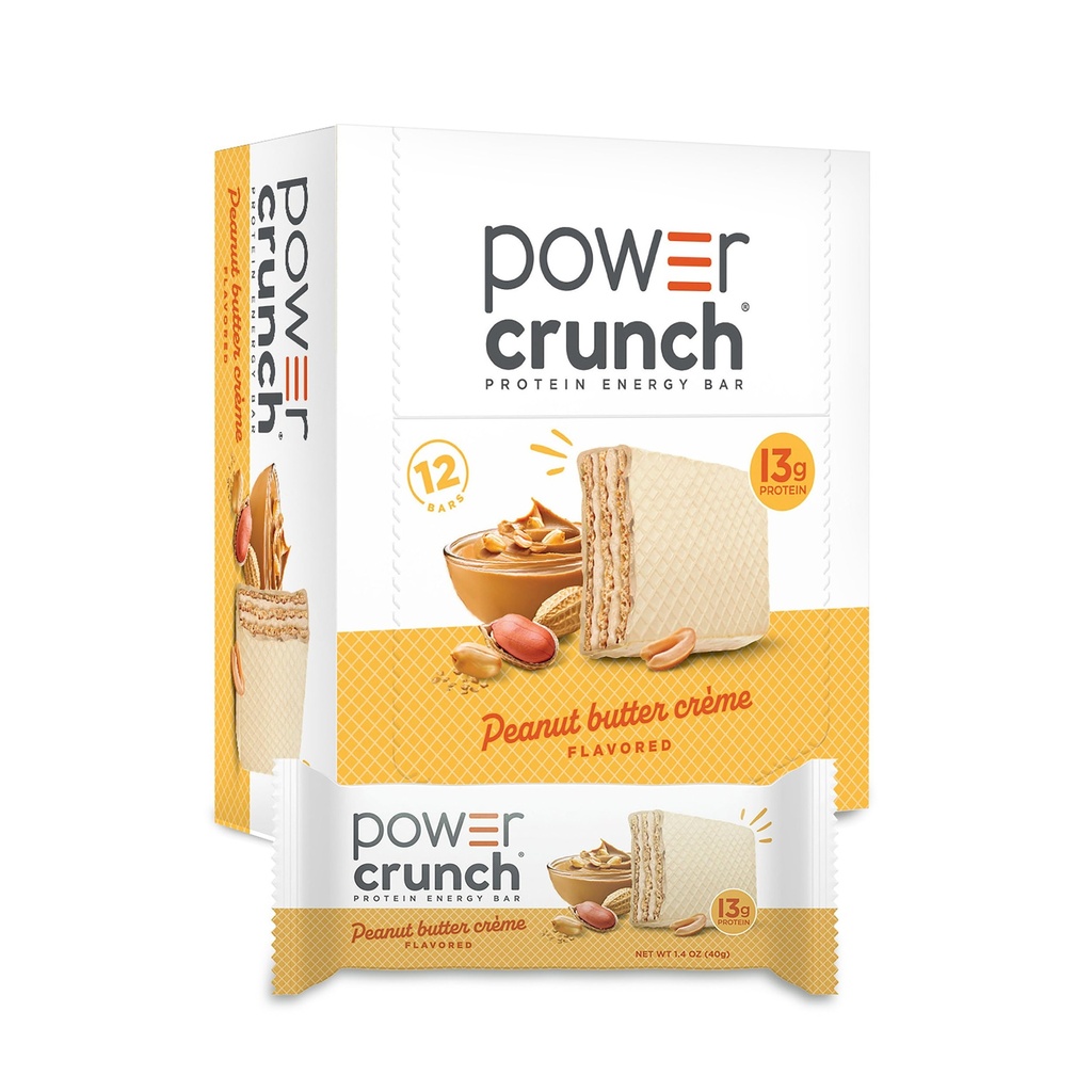 Power Crunch Protein Waper Bars, Snack Protein Tinggi dengan Rasa Lezat, Crunch Peanut, 1.4 Ounce (12 Count)
