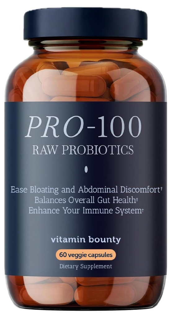 Vitamin Bounty Pro-100 Probiotic 100 Milyar CFU - 13 Strains for Digetical Health & Imune Dupport - Potency Progration for Women & Men - Delayed Rilis Capsules for Gut Health - 60 Count