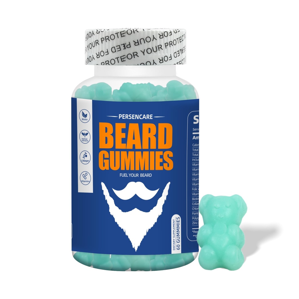 Big Beard Growth for Men, 60 Blueberry Flavored Gummies, with 10K MCG Biotin B12 Collagen and Elite Beard Wirding Nutrients & Vitamin, Grow Stronger, Longer, Thicker & Fuller Beard
