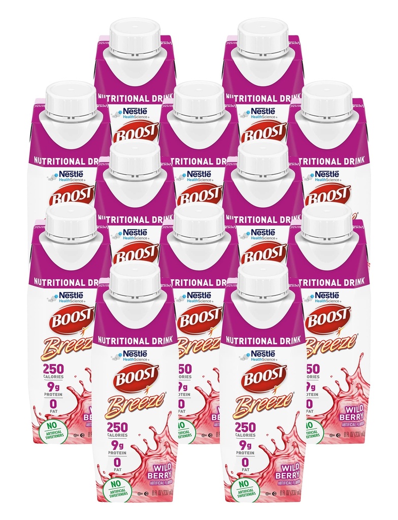 Boost Breeze Nutration Drink Wildberry, 8 Fl Oz (Paket 12)