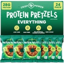 Crisp Power Protein Pretzels, Everything, Protein Vegan Keto Snack, 28 G Plant Based Protein, Low Carb Crunchy Pretzel Snacks, Sugar Free, No Seed Oils, 1.75 oz Bags, 24 Pack
