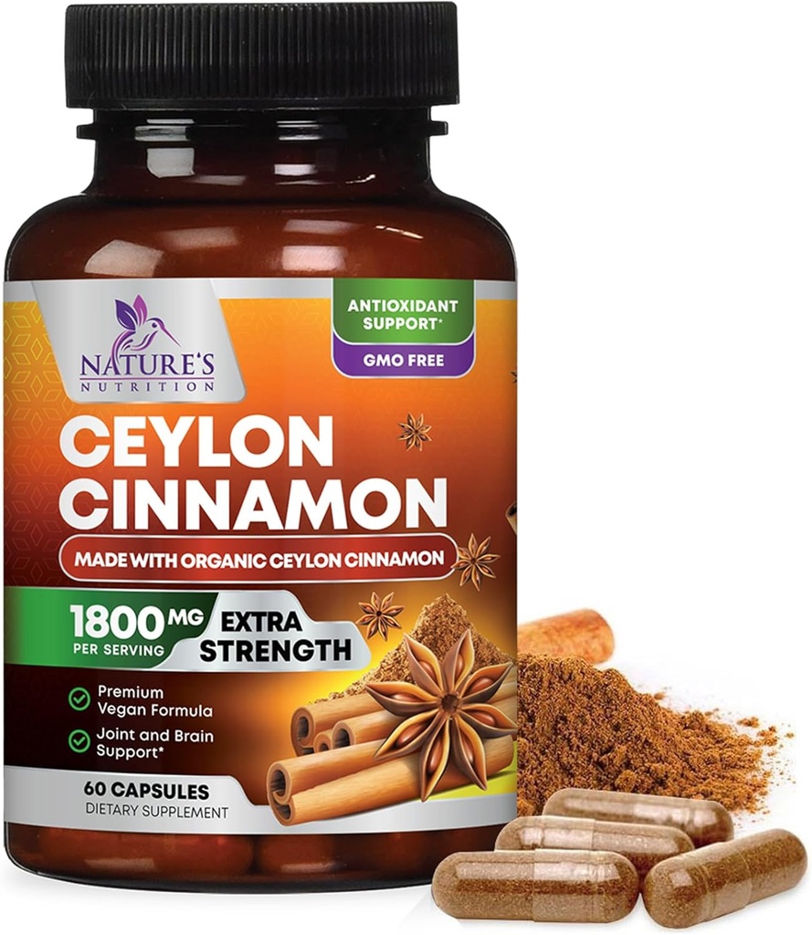 Pill Menamon Organik Ceylon Tambahan 1800mg - Disahkan Organ Ceylon Menamon Pills - Energi & Heart Dukungan untuk Perempuan & Pria, Botol di Amerika Serikat, Antioksidant, Gluten Bebas, Non-GMO - 60 Capsules