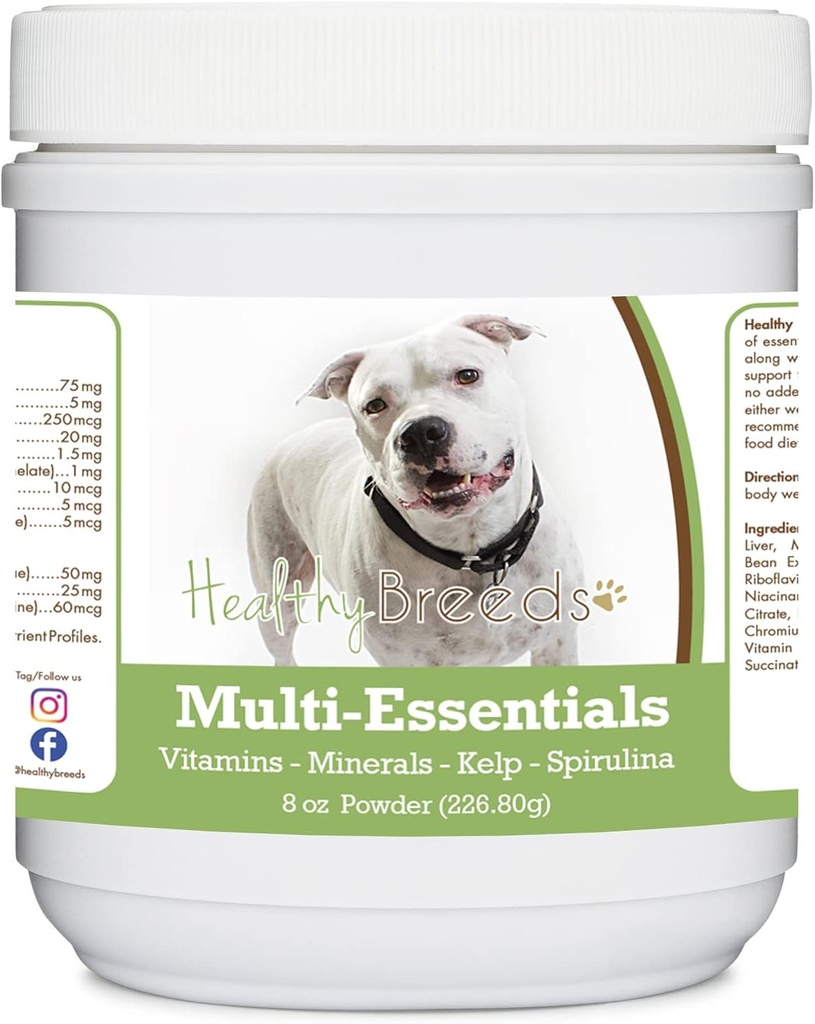 Breeds Sehat Pit Bull, White, Multi- Esensial Powder untuk Anjing - sebuah Ideal Suplemen Vitamin, Mineral & Antioksidants untuk Anjing Anda - 8 oz