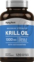 Piping Rock Krill Oil Omega 3 Softgel Capsules 124; 10000mg 124; 120 Count 124; EPA DHA Suplemen 124; Maksimum Kekuatan 124; Non-GMO, Gluten Bebas