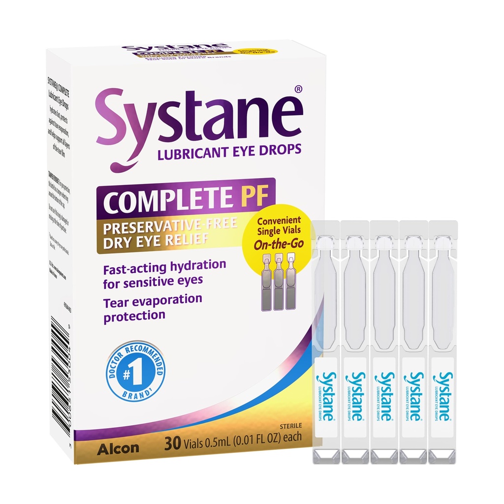 Systane Complete Unit- Dose Preservative- Free Eye Drops 30ct Single- gunakan botol untuk Relief Dry Eye