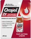 Orajel 2X Diobati Toothache & Mouth Sores Liquid, 0.45 fl oz