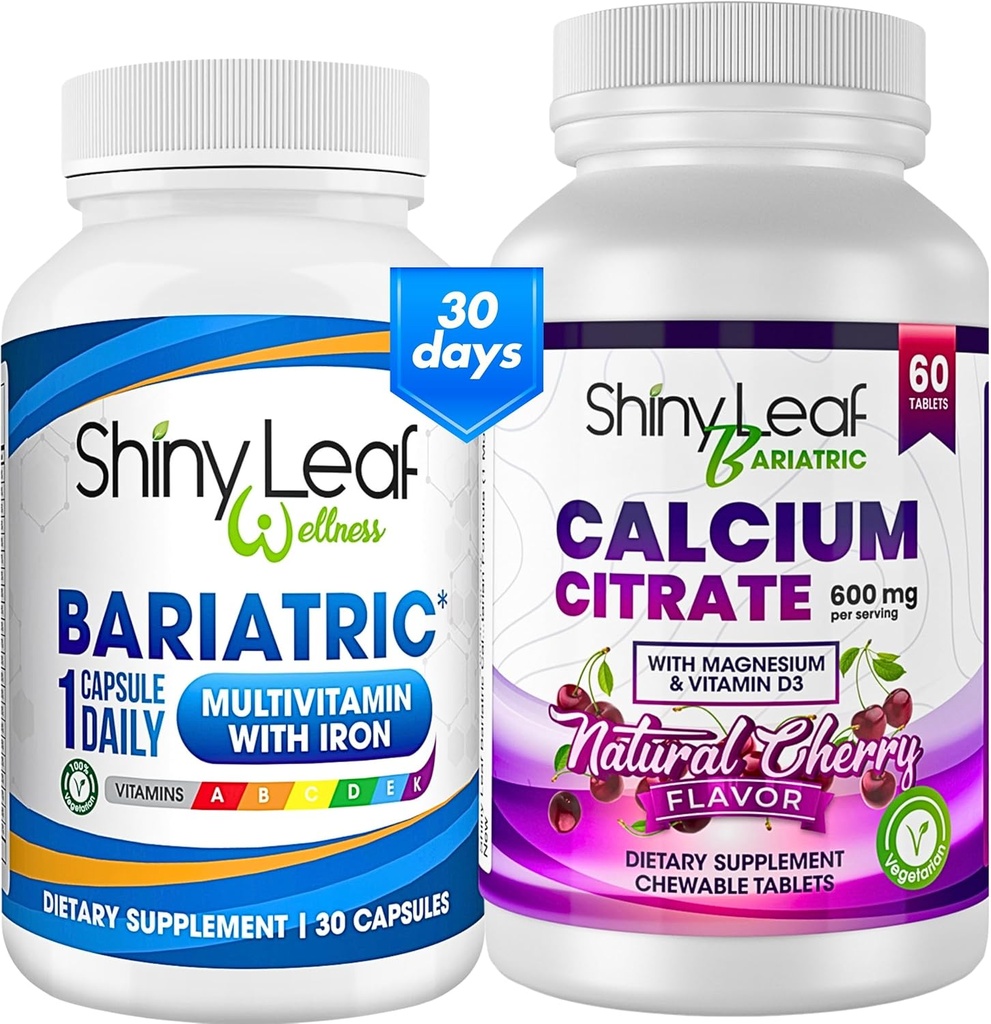 Baritric Multivitamin dengan Iron Once- A Day dan Cherry Chewable Calcium Citrate untuk bedah Post Bariatric termasuk Gastric Bypass dan Sleeve (1 Bulan)