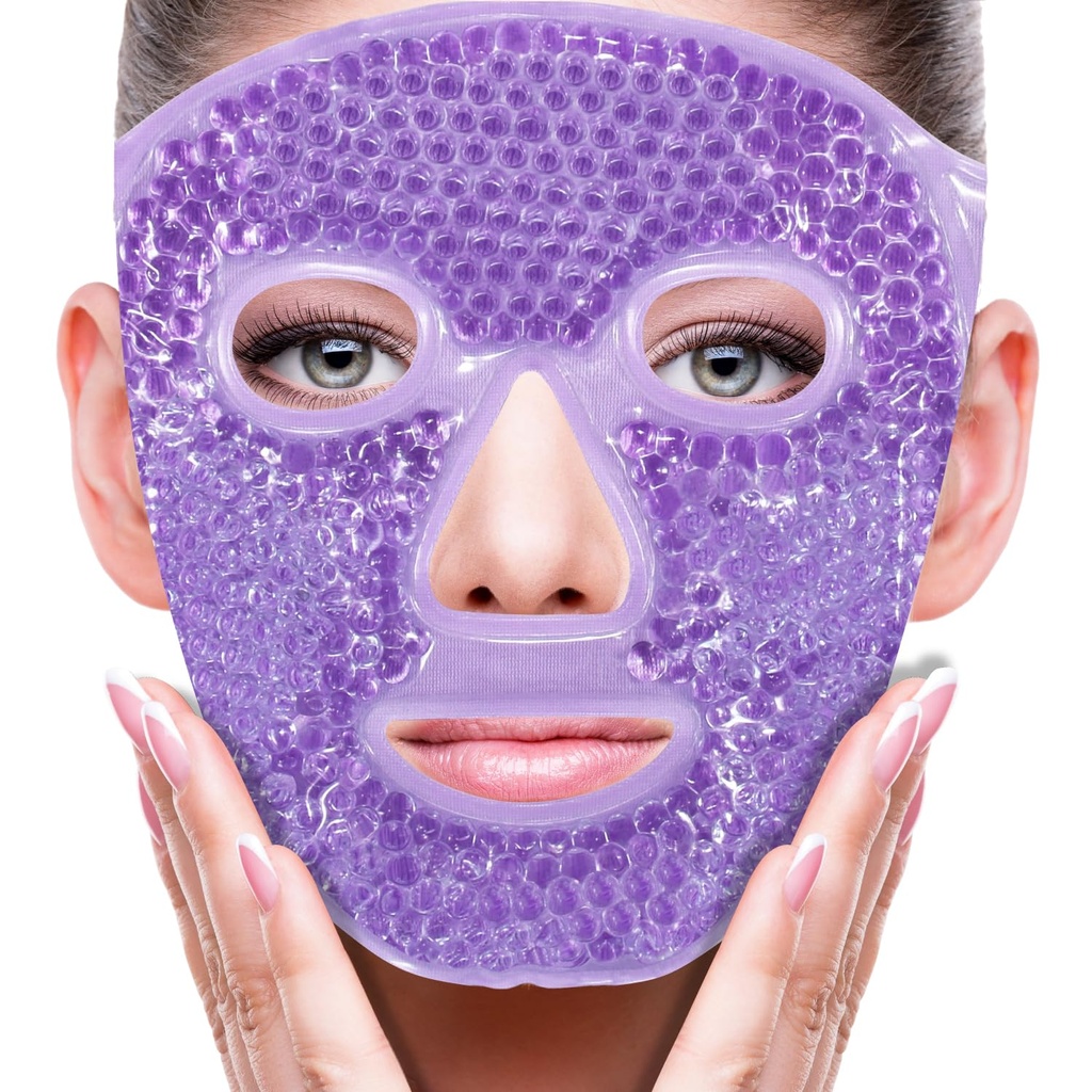 ZNOY CUETCH D Face Eye Mask Ice Pack untuk Mengurangi Puffiniss, Bags Under Eyes, Puffy Dark Circles, Migraine, Hot / Cold Pack dengan Soft Plush Backing (Purple # 22)