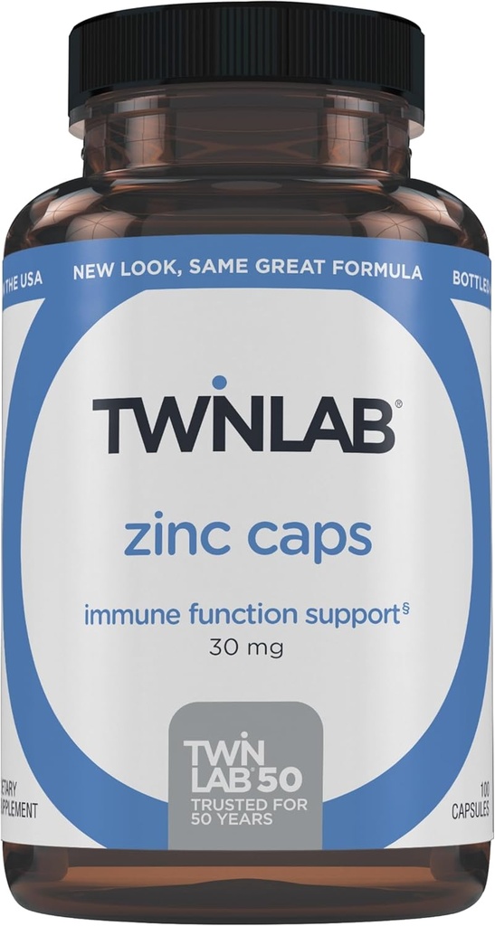 Twinlab Zinc Caps - Dukungan kekebalan, Metabolisme, Skin Care, 100 Kapsul